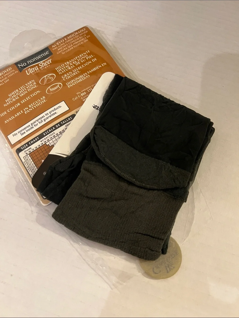 No Nonsense Off-Black Ultra Sheer Knee High Tights - 2 Pairs - NWT